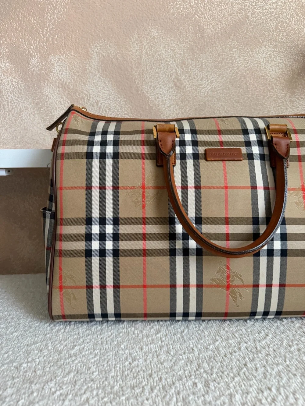 Burberry checkered duffle bag